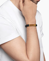 Streamline® ID Bracelet  in Black Rubber with Tiger’s Eye and 18K Yellow Gold, 10mm